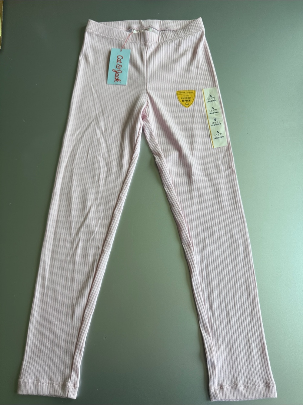 Cat & Jack Pale Pink Ribbed Kids Leggings